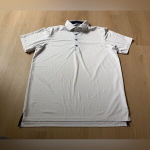 Greyson Polo Shirt Mens Size L White Blue All Over Wolf Golf Casual